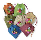 Unisex Colored Jute Potli With Multicolour Flower Jute Linen Potlis  Gift Bags for Return Gifts Bags Jute Linen, Burlap